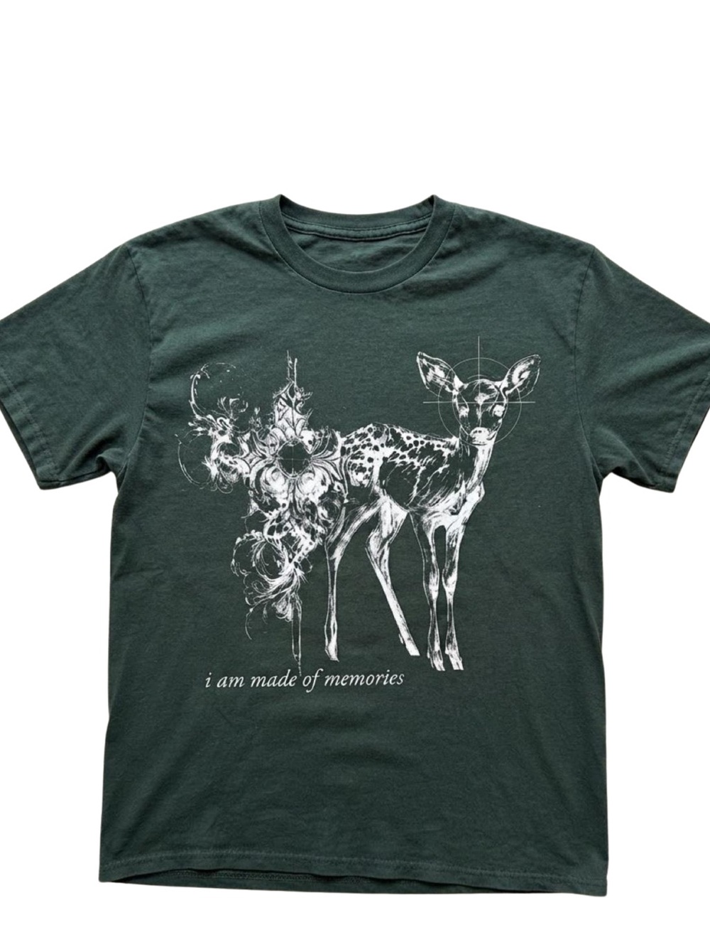 Gildan Forest Green Deer Graphic Tee - "i am made of memories"